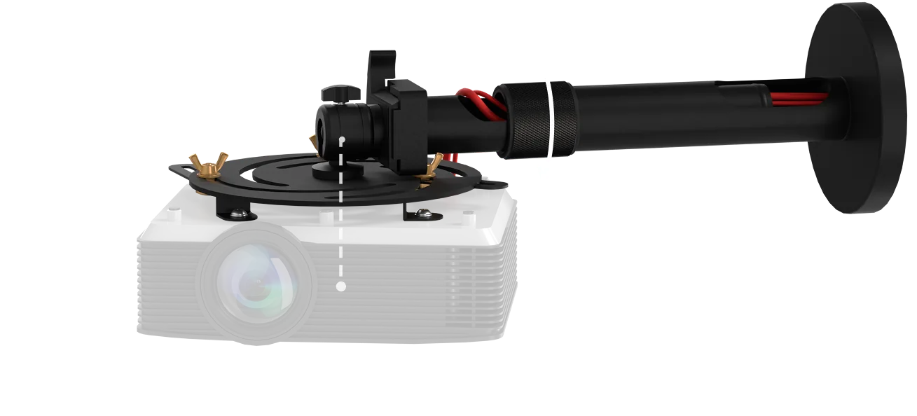 Wall-mounted projector with 360-degree swivel and adjustable pipe