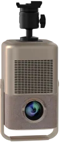 Mini projector attached by its single threaded hole