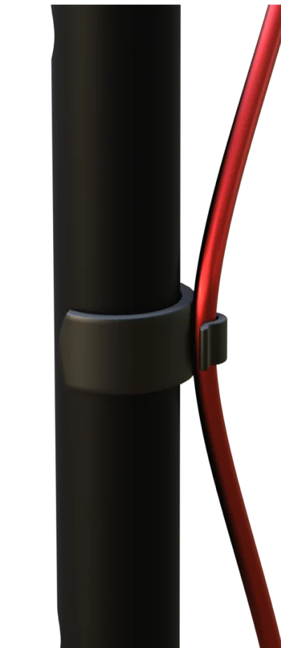 A clip keeping the cable close to the stand pole
